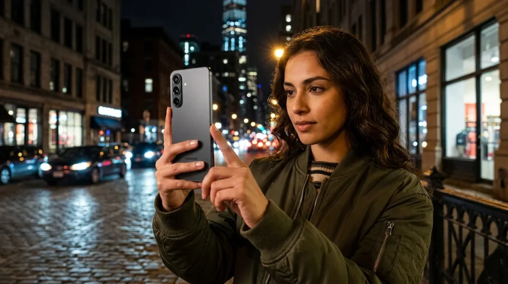 O Samsung Galaxy A57 Tira Boas Fotos a Noite